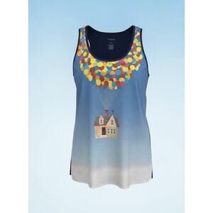 Torrid Size 4 4X Disney Pixar UP House Balloons Graphic Tank Top Blue Sleeveless